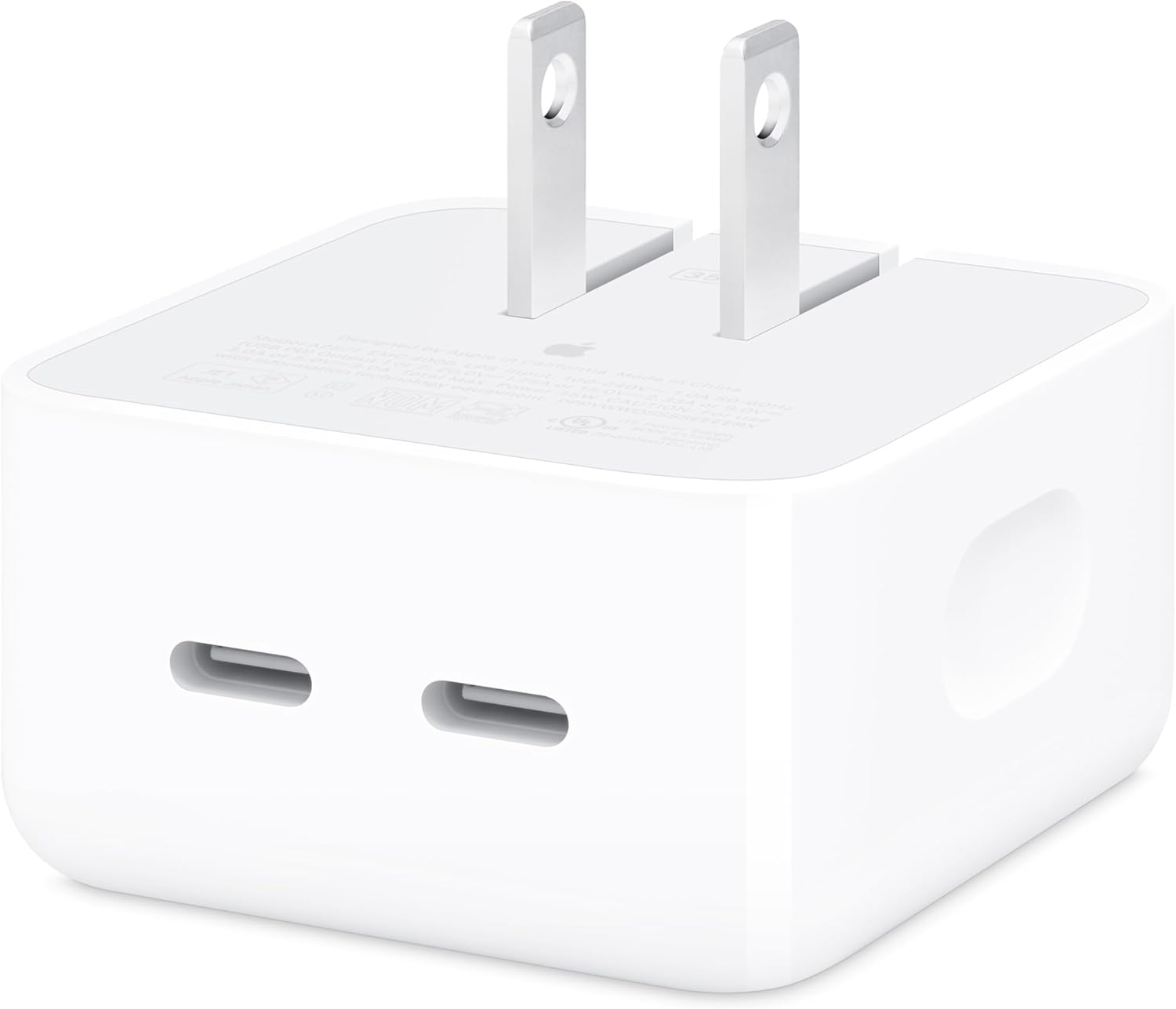 Apple 35W Dual USB-C Port Compact Power Adapter: Fast and Convenient Charging, Type C Wall Charger - MNWM3AM