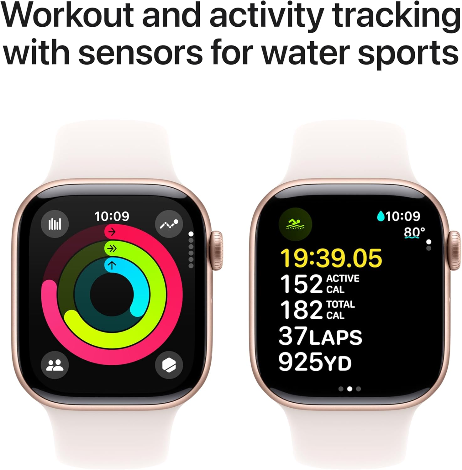 Apple Watch Series 10 [GPS 42mm case] Smartwatch with Rose Gold Aluminium Case with Light Blush Sport Band - S/M. Fitness Tracker, ECG App, Always-On Retina Display, Water Resistant - MWWJ3LW