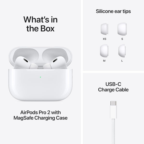 Apple AirPods Pro 2 Wireless Earbuds, Active Noise Cancellation, Bluetooth Headphones, Transparency, Personalized Spatial Audio, H2 Chip, USB-C Charging - MTJV3LL