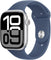 Apple Watch Series 10 [GPS 42mm case] Smartwatch with Silver Aluminium Case with Denim Sport Band - S/M. Fitness Tracker, ECG App, Always-On Retina Display, Water Resistant - MWWC3LW