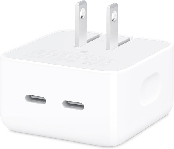 Apple 35W Dual USB-C Port Compact Power Adapter: Fast and Convenient Charging, Type C Wall Charger - MNWM3AM