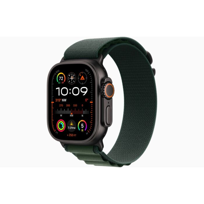 Apple Watch Ultra 2 49MM - Black Titanium Case - Dark Green Alpine Loop - M - MX4R3LW