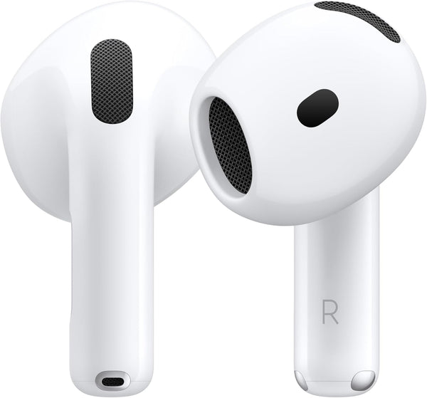 Apple AirPods 4 Wireless Earbuds, Bluetooth Headphones, Personalized Spatial Audio, Sweat and Water Resistant, USB-C Charging Case, H2 Chip, Up to 30 Hours of Battery Life, Effortless Setup for iPhone - MXP63LL