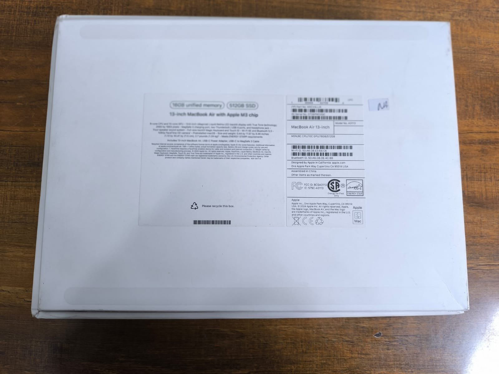 Macbook Air M3 2024 13.6 inch 16 GB 512 GB Midnight -Used-MXCV3LL